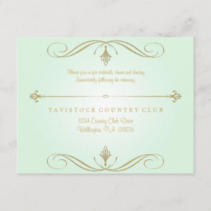 D'accompagnement Carte de réception de mariage vert menthe et or