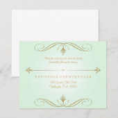 D'accompagnement Carte de réception de mariage vert menthe et or (Devant / Derrière)