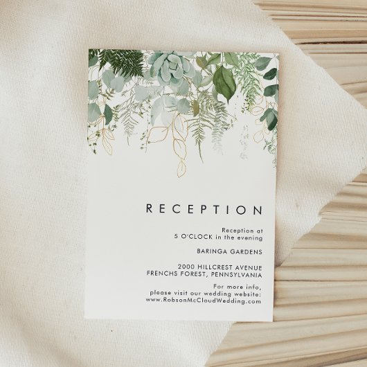 D'accompagnement Carte de réception de mariage verte et feuille d'o