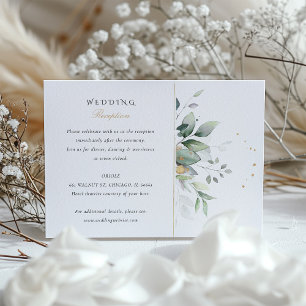 D'accompagnement Carte de réception de mariage Verte et Or Aquarell
