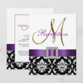 D'accompagnement Carte de réception de mariage violet noir blanc da (Devant / Derrière)