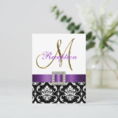 D'accompagnement Carte de réception de mariage violet noir blanc da (Debout devant)