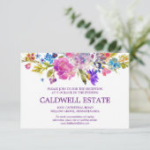 D'accompagnement Carte de réception de mariage violet rose et bleu (Debout devant)