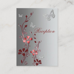 D'accompagnement Carte de réception des papillons floraux rouges et