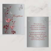 D'accompagnement Carte de réception des papillons floraux rouges et (Devant / Derrière)