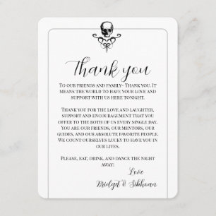 D'accompagnement Carte de réception du Mariage gothique crâne Merci