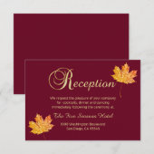 D'accompagnement Carte de RÉCEPTION Élégante Automne Bourguogne Or (Devant / Derrière)