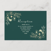 D'accompagnement Carte de réception Emerald Green et Gold Wedding (Devant)