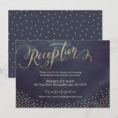 D'accompagnement Carte de réception en calligraphie pailletée or nu (Devant / Derrière)
