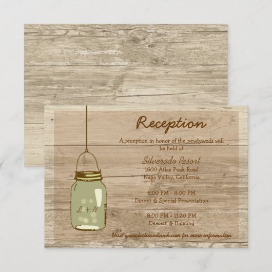 D'accompagnement Carte de réception en pot Mason rustique en bois d (Devant / Derrière)