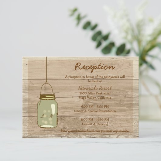 D'accompagnement Carte de réception en pot Mason rustique en bois d (Debout devant)