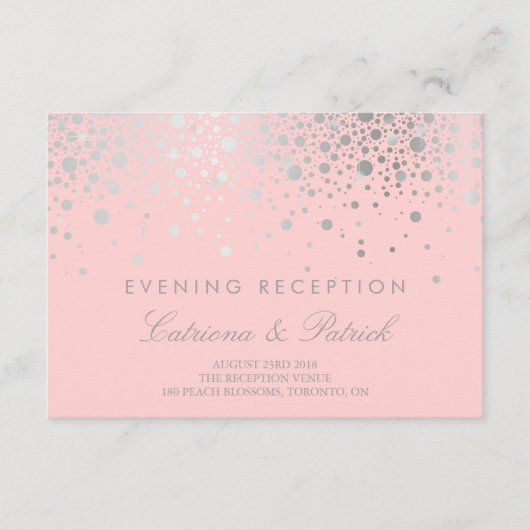 D'accompagnement Carte de réception Faux Blush argenté Confetti (Devant)