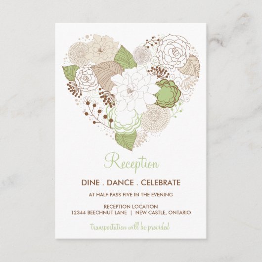 D'accompagnement Carte de réception Fleurs de printemps vert menthe (Devant)