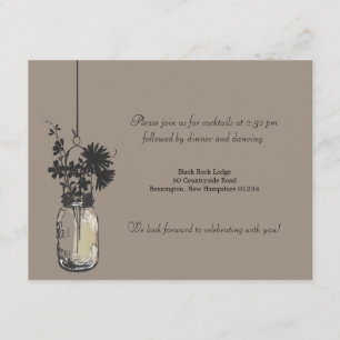 D'accompagnement Carte de Réception Fleurs Sauvages & Pot Mason