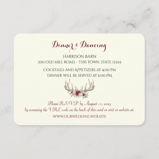 D'accompagnement Carte de réception Floral Antlers (Devant)