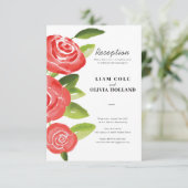 D'accompagnement Carte de réception Floral Rose rouge (Debout devant)