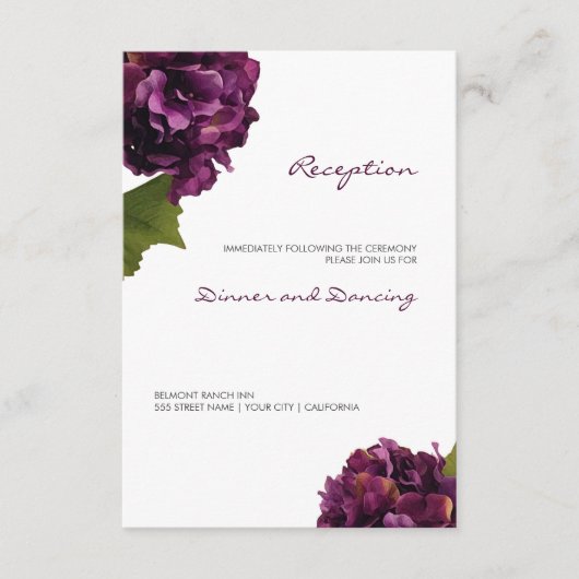 D'accompagnement Carte de réception florale Hydrangea Violette (Devant)