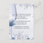 D'accompagnement Carte de Réception Mariage Argent Bleu Rose Fleuri (Dos)