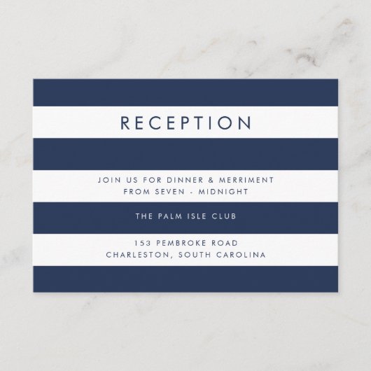 D'accompagnement Carte de réception marine et blanche (Devant)
