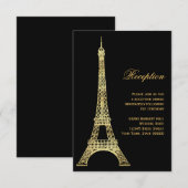 D'accompagnement Carte de réception noire et dorée de la Tour Eiffe (Devant / Derrière)