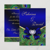 D'accompagnement Carte de réception Paon Bleu Royal (Devant / Derrière)