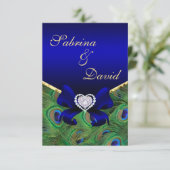 D'accompagnement Carte de réception Paon Bleu Royal (Debout devant)