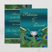 D'accompagnement Carte de réception Paon sarcelle (Devant / Derrière)