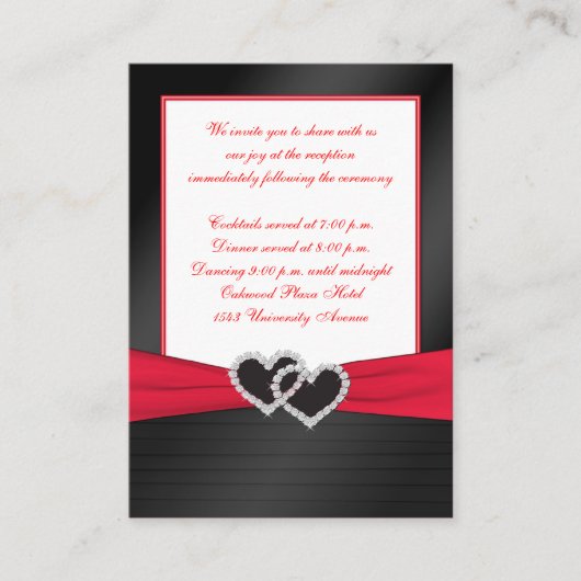 D'accompagnement Carte de réception Platins en satin rouge et noir (Devant)