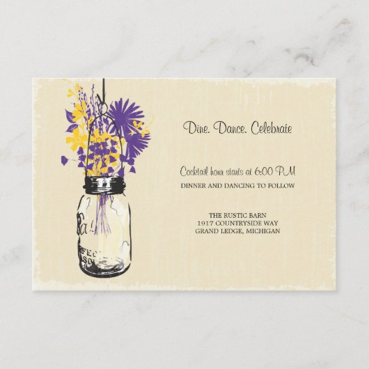 D'accompagnement Carte de réception Pot Mason et lucioles (Devant)