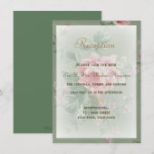 D'accompagnement Carte de réception pour mariage aux roses vertes e (Devant / Derrière)
