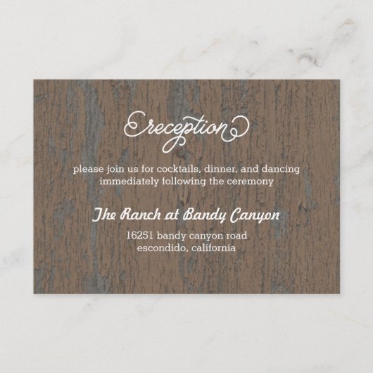 D'accompagnement Carte de réception Rustique Bark / Carte de complé (Devant)