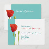 D'accompagnement Carte de réception teal Coquelicot Rouge (Devant / Derrière)