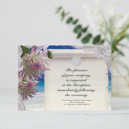 D'accompagnement Carte de réception tropicale Sand Dollar & Lace (Debout devant)