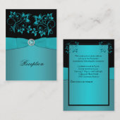 D'accompagnement Carte de réception turquoise et noire (Devant / Derrière)