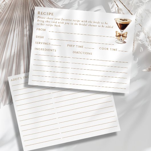 D'accompagnement Carte de recette à thème Espresso Martini à double