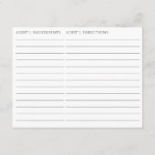 D'accompagnement Carte de recette à thème Martini à double face (Dos)