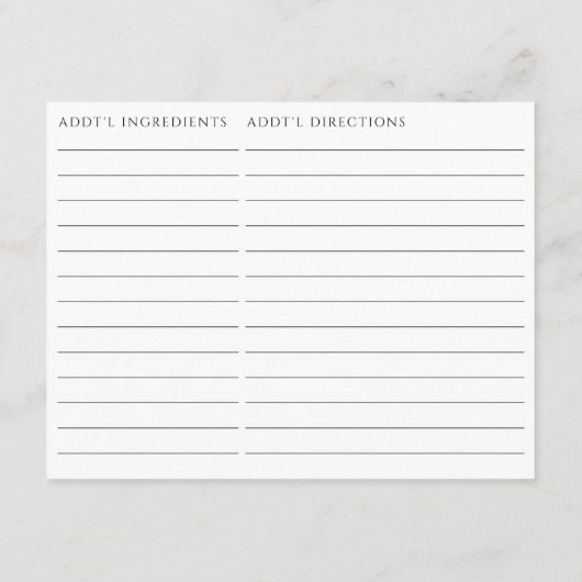 D'accompagnement Carte de recette à thème Martini à double face (Dos)