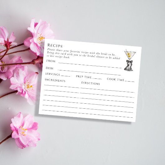 D'accompagnement Carte de recette à thème Martini à double face