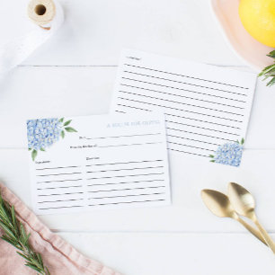 D'accompagnement Carte de recette Blue Hydrangea Bloom