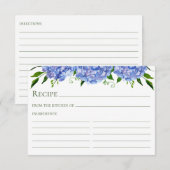 D'accompagnement Carte de recette d'aquarelle florale Hydrangea ble (Devant / Derrière)
