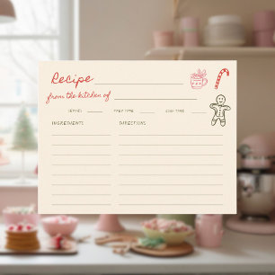 D'accompagnement Carte de recette de Baby Shower de Noël dessinée à