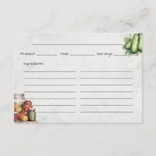 D'accompagnement Carte de recette de base Pickle Jar (Devant)