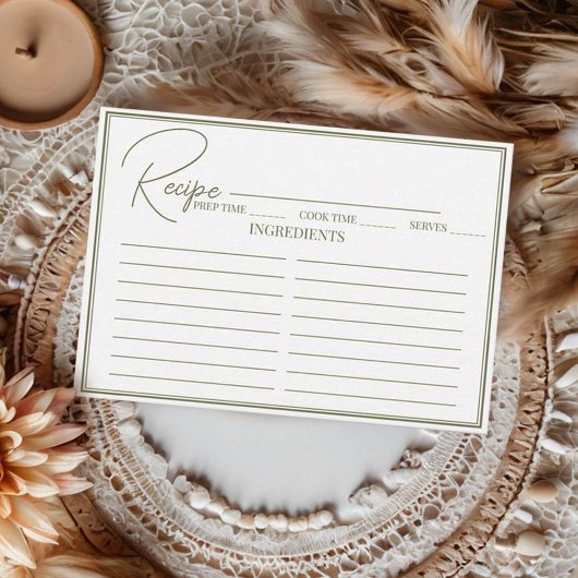 D'accompagnement Carte de recette de douche de mariée à script mini