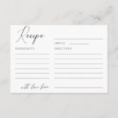 D'accompagnement Carte de recette de douche de mariée moderne noir (Dos)