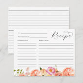 D'accompagnement Carte de recette de douche nuptiale aux fleurs ros (Devant / Derrière)