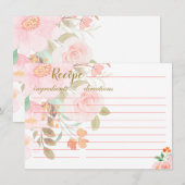 D'accompagnement Carte de recette de douche nuptiale rose floral (Devant / Derrière)