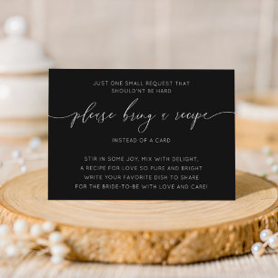D'accompagnement Carte de recette de douche nuptiale simple noir et