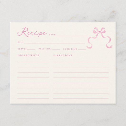 D'accompagnement Carte de recette de Fête des mariées à main douce  (Devant)