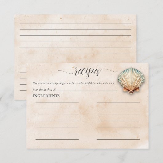 D'accompagnement Carte de recette de fête prénuptiale en sable de c (Devant / Derrière)