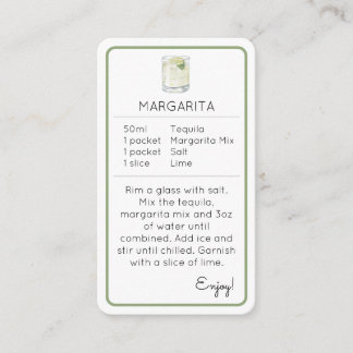 D'accompagnement Carte de recette de kit de cocktail Mini Margarita